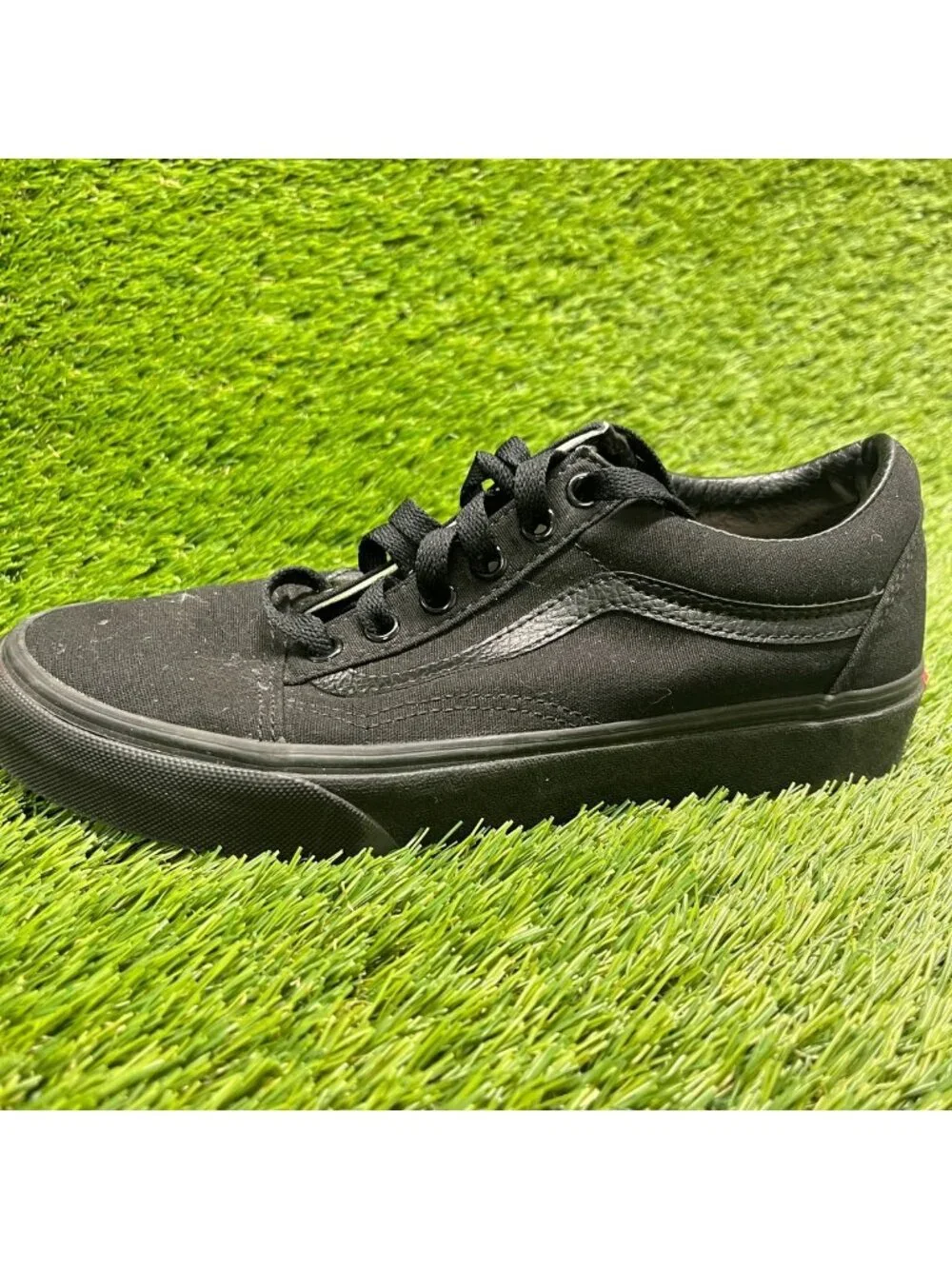Vans Old Skool Womens Size 7.5 Triple Black Athletic Skateboard Shoes Sneakers
